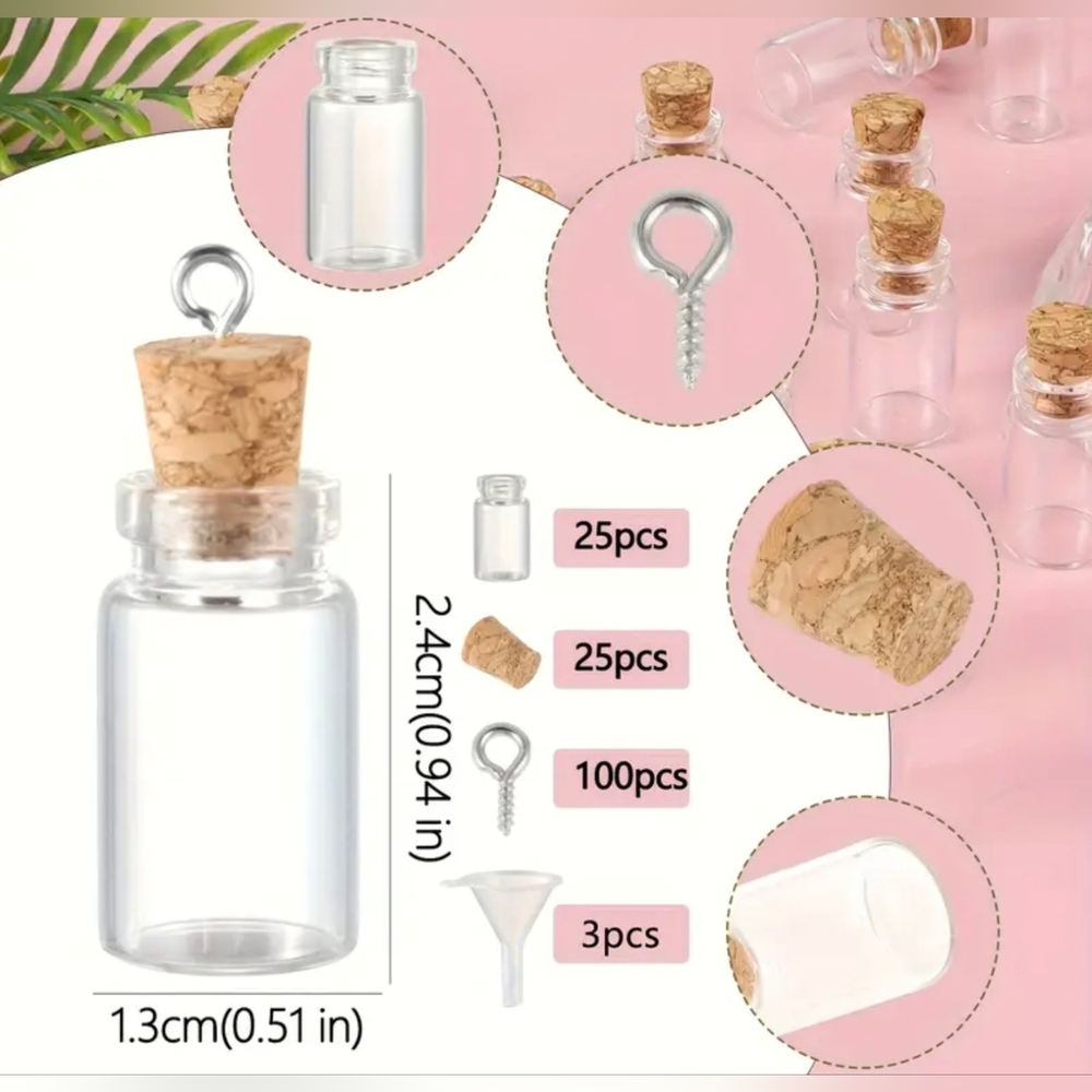 Cork-Stoppered Glass Bottles Set - Clear